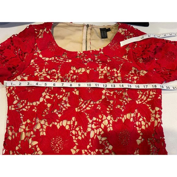 Label By Five Twelve Womens Lace Crochet Sheath Dress Short Sleeve Red Size 12 - Picture 5 of 8